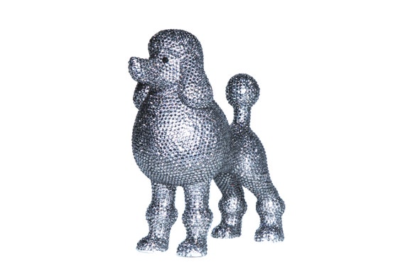 Dog Statue Graphite Rhinestone Poodle Display 11 Tall Etsy
