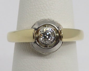 Vintage 14k Gold Diamond Wedding  Ring Sz 4.25. 28pts