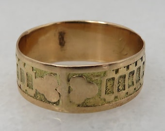 Antique 14k Lucky Clover Band Ring. sz 7.