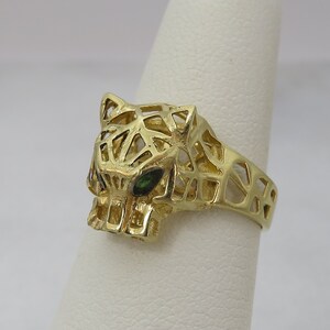 Vintage 18k Emerald Eyes Panther Ring sz 5.