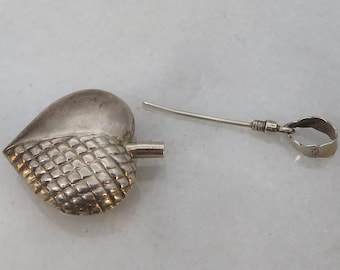 アンティーク スターリング シルバー ハート型香水瓶ペンダント - Etsy