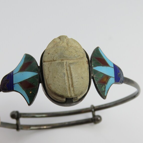 Antique Egyptian Revival Sterling Silver Enamel S… - image 5