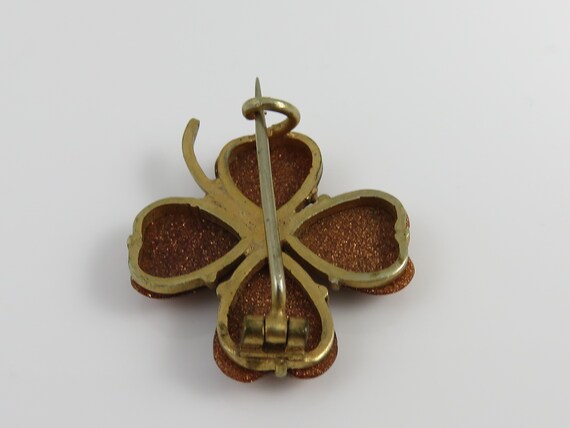 Victorian Gold Stone Lucky Clover Gf Pin Brooch. - image 4