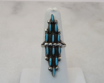 Vintage Zuni Turquoise Sterling Silver Ring. sz 6.