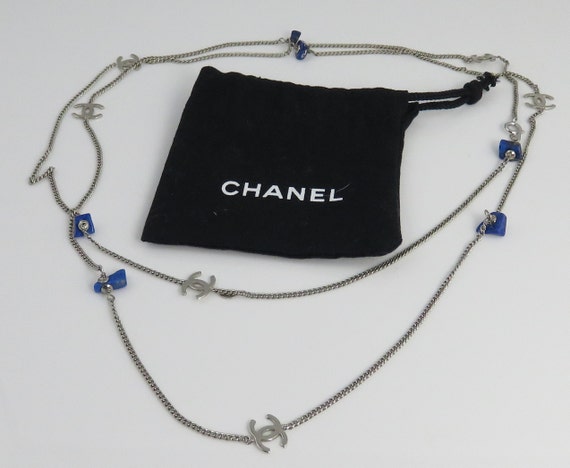Vintage Chanel Long Necklace 97-A LAPIS 38 INCHS.