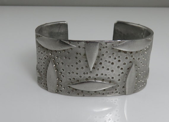 Vintage 60's Modernist Mix Metal Cuff Bracelet. - image 2