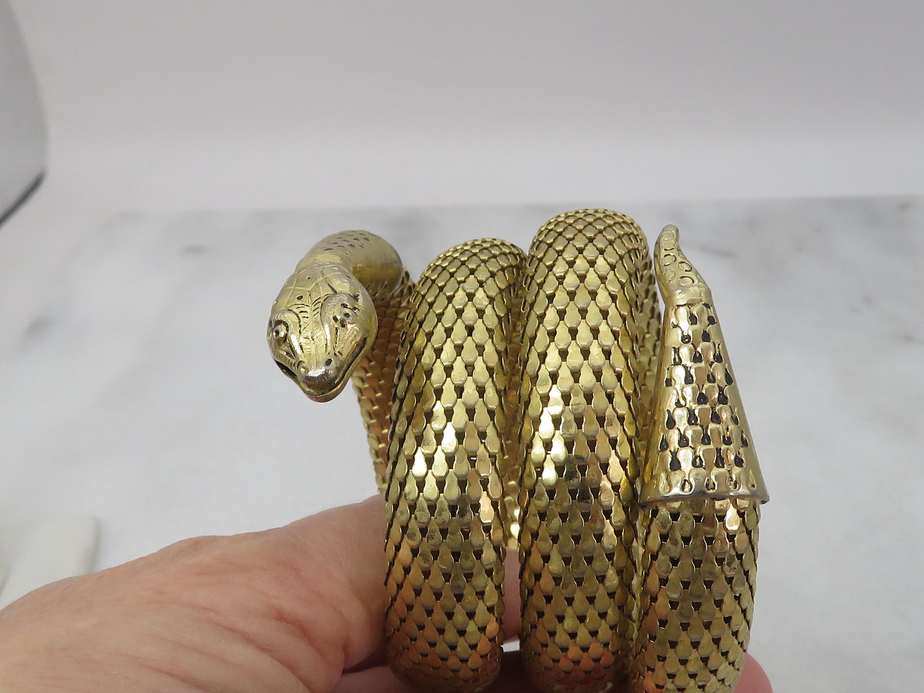 Vintage Whiting Davis Gold Serpent Coil Snake Bracelet - Etsy