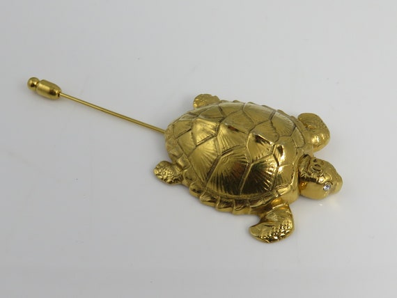 Vintage Chanel 96 A Turtle Rhinestone Brooch Stick Pin. Very 