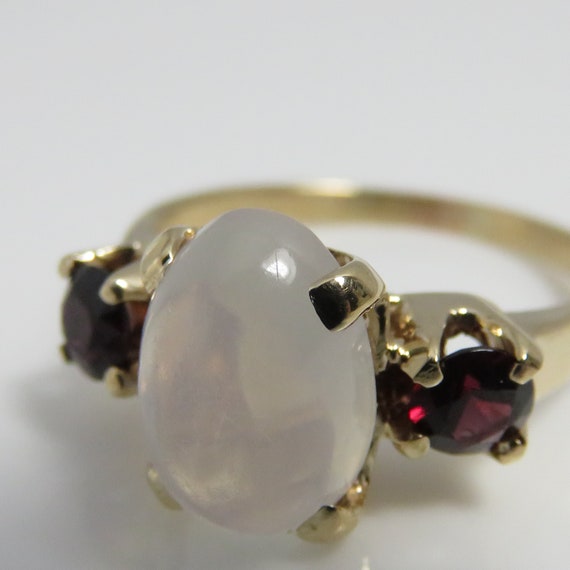 Antique 14k Yellow Gold Moonstone Garnet Ring. sz… - image 6