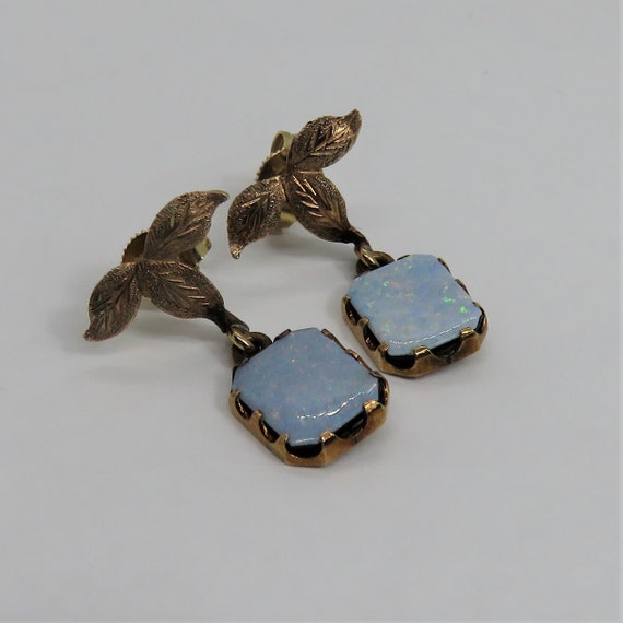 Antique 10k Opal Dangle Earrings. Estate 40's - image 7