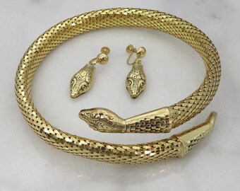 Whiting Davis Vintage 60s Goldtone Oromesh Serpent Belt/Lariat Necklace 38\