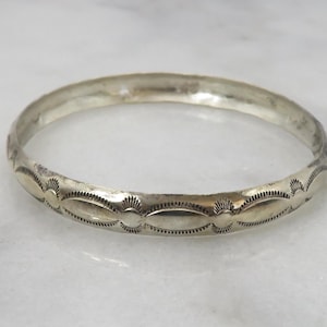 Vintage Sterling Silver Navajo Bangle Bracelet.