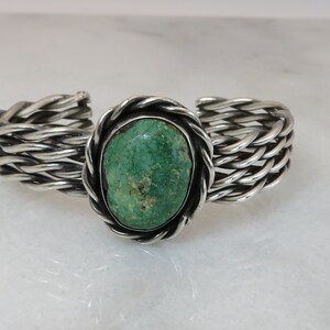 Vintage Sterling Silver Navajo Turquoise Cuff Bracelet.