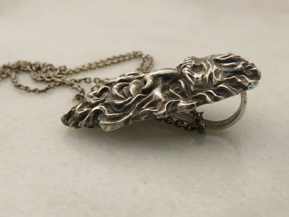 Vintage Sterling Silver Greek God Pendant Necklace - image 2