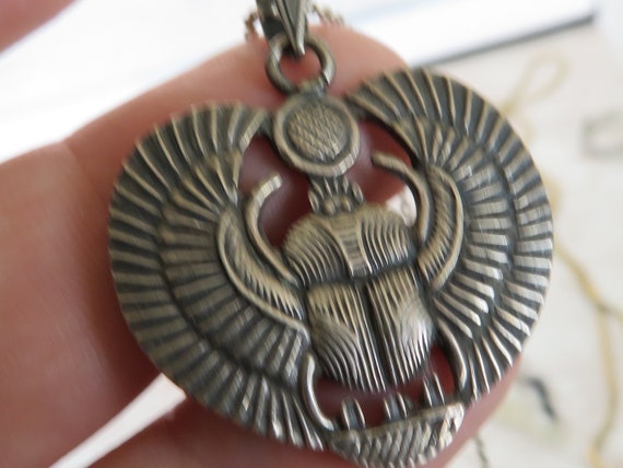 Vintage Egyptian Revival Sterling Silver Winged S… - image 4