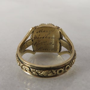14k Antique Ring Yellow Gold Memorial Hair Band. sz 7. Dated 1825 bild 4