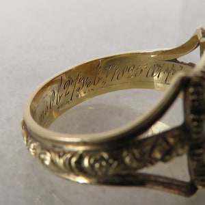 14k Antique Ring Yellow Gold Memorial Hair Band. sz 7. Dated 1825 bild 6