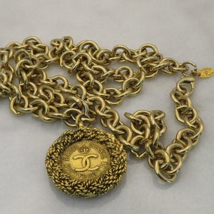 Vintage Chanel Long Necklace 70's Two Sided. CC Logo 34 