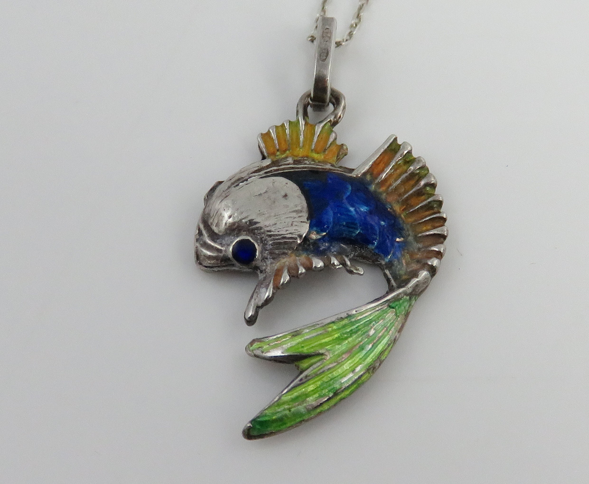 Vintage Sterling Silver Enamel Flip Fish Pendant Necklace. - Etsy