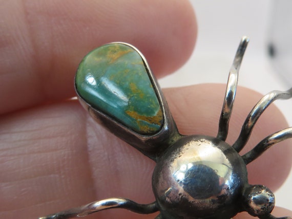 Vintage Navajo Sterling Turquoise Bug Brooch PIn. - image 5