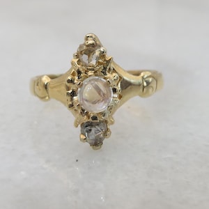 Antique 14k Moonstone Diamond Wedding Ring size 6.