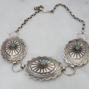 Rare Longer Vintage Native American Navajo Turquoise Torpedo Sterling Silver Necklace Old Rare Longer Vintage Native American Navajo Turquoise Torpedo Sterling Silver Necklace Old