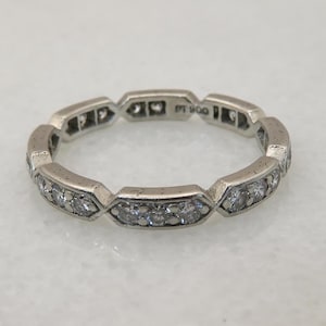 Art Deco Eternity Platinum Diamond Bands Rings.  Sz 6.75