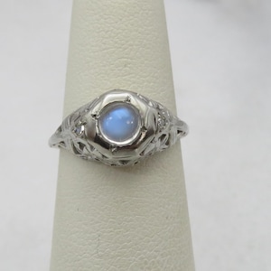 Antique 18k Moonstone Diamond Wedding Ring size 5.