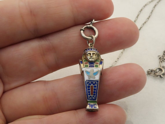Antique Sterling Silver Egyptian Revival Mummy Pe… - image 1