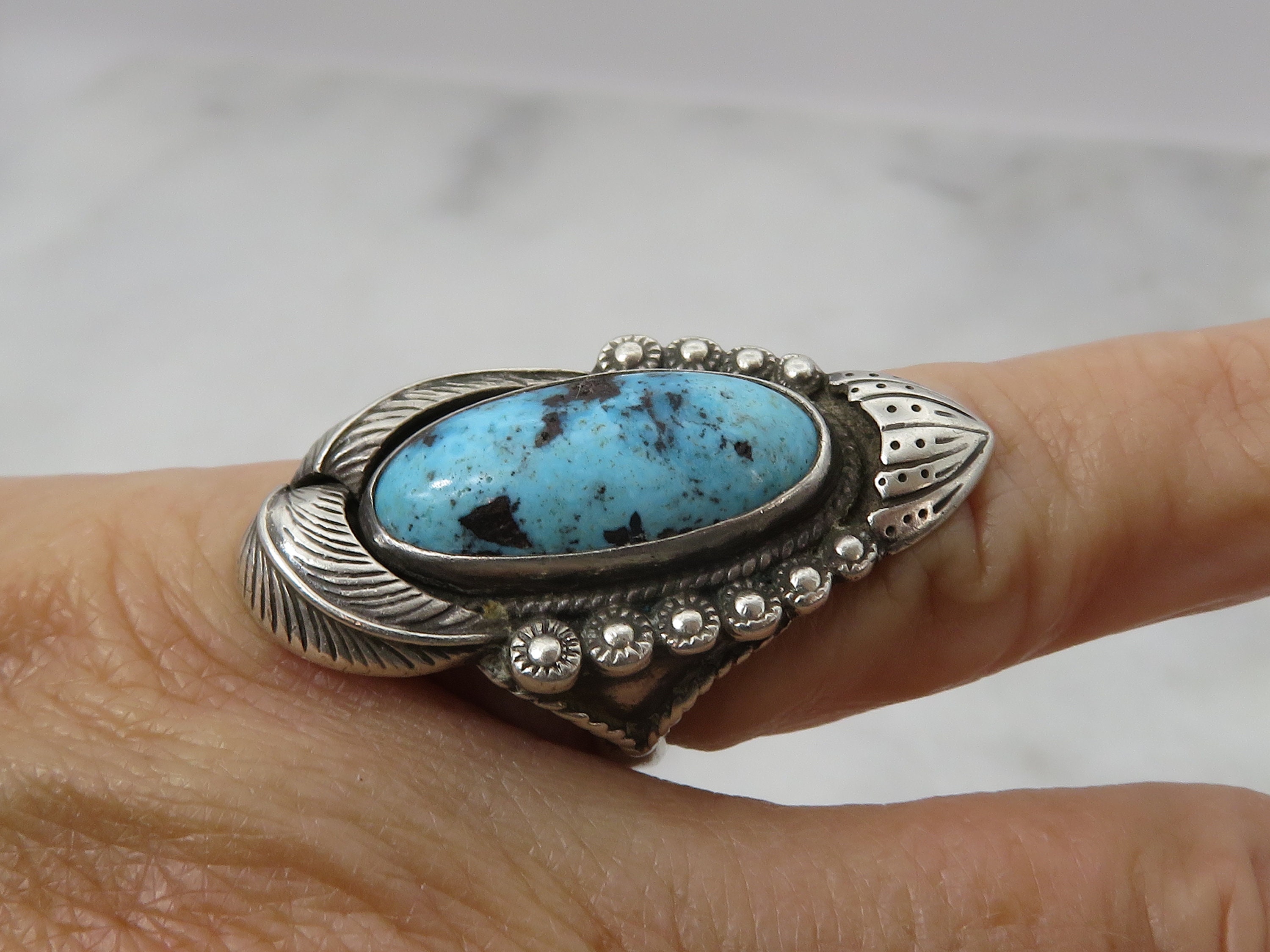 Vintage Navajo Sterling Silver Turquoise Ring. Sz 5. by HL - Etsy