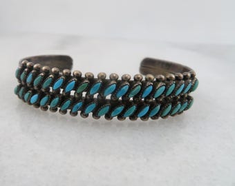 Vintage Sterling Zuni Turquoise Cuff Bracelet.