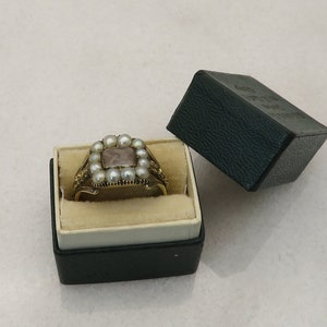 14k Antique Ring Yellow Gold Memorial Hair Band. sz 7. Dated 1825 bild 2