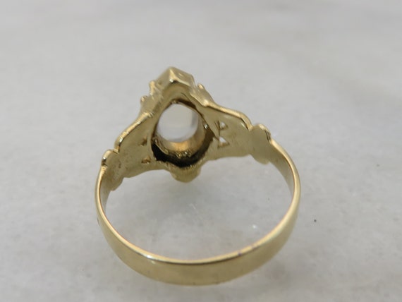 Antique 14k Moonstone Seed Pearl Ring size 5.5. - image 5