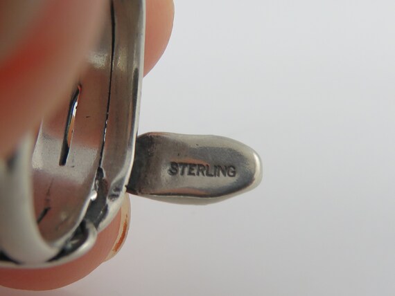 Vintage Sterling Silver Ruby Snake Ring Band sz 5… - image 5