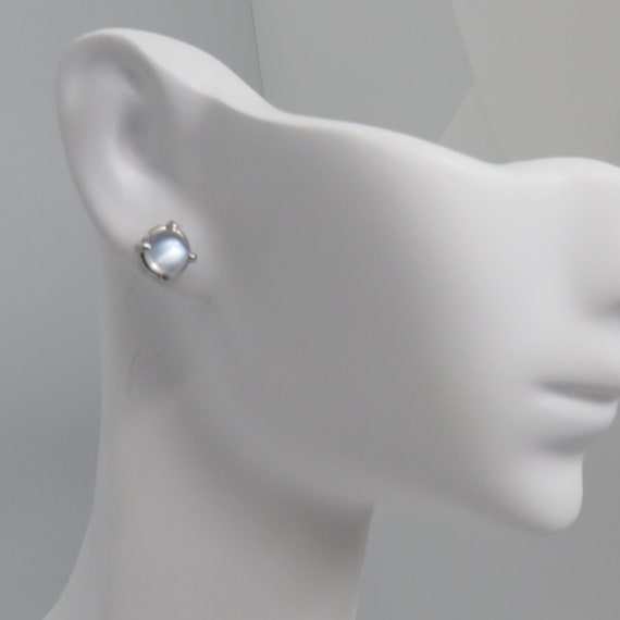 Estate Platinum Moonstone Stud Earrings. - image 3