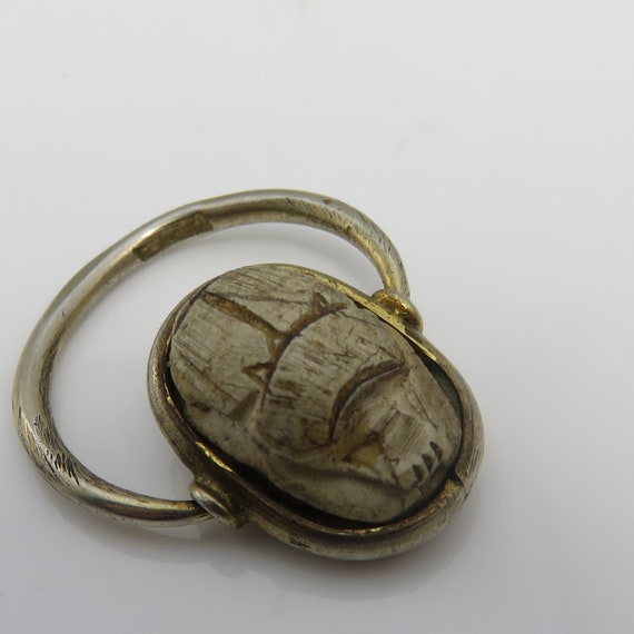 Antique Sterling Silver Egyptian Revival Scarab S… - image 5