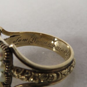 14k Antique Ring Yellow Gold Memorial Hair Band. sz 7. Dated 1825 bild 5