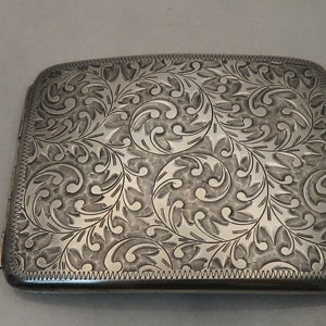 Antique Japanese Sterling Silver Cigarette Case 96 grams.