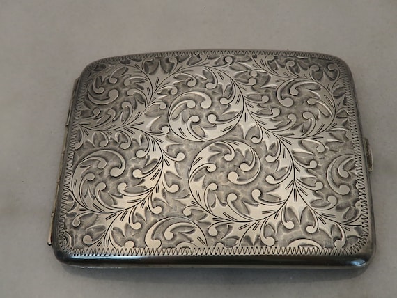 Vintage Sterling Silver Cigarette Case with Gold Accent