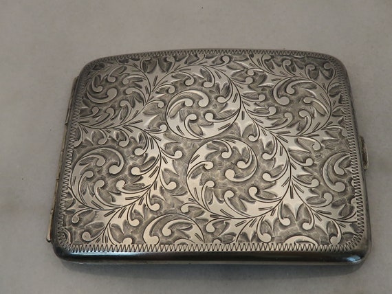 Vintage Sterling Silver Cigarette Case with Gold Accent