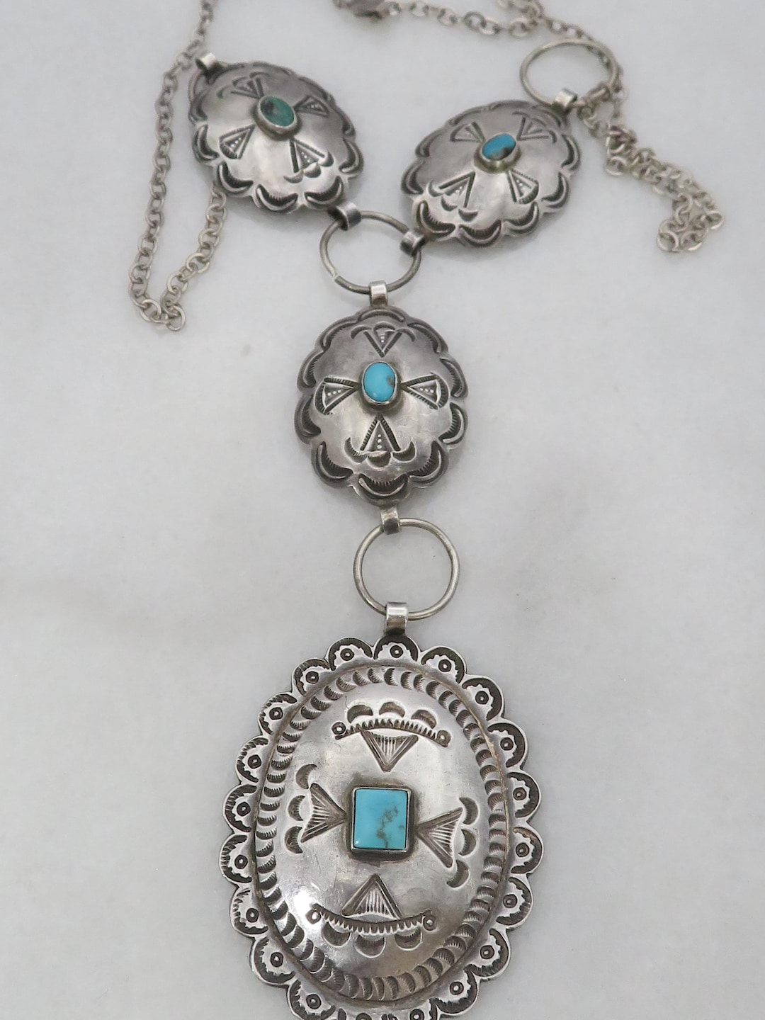 Vintage Sterling Navajo and Turquoise signed necklace
