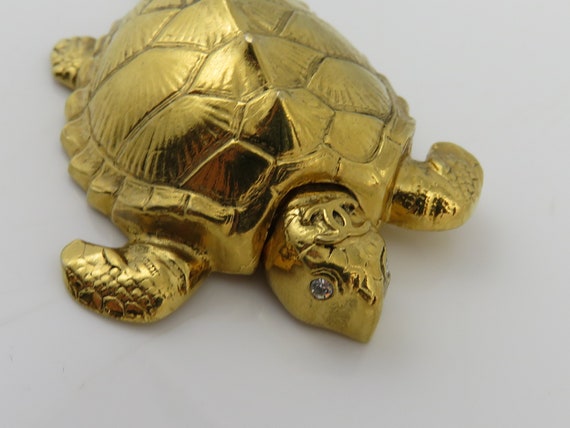 Vintage Chanel 96 A Turtle Rhinestone Brooch Stick