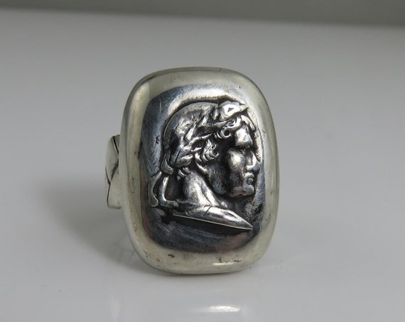 Antique Art Nouveau Sterling Face Band Ring. - image 2