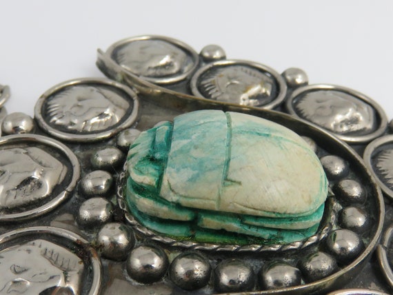 Vintage Egyptian Revival Silver Metal  Scarab Sna… - image 5