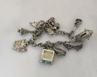 Vintage Antique Charm Bracelet. 34 grams. Mad Money Piggy Bank.
