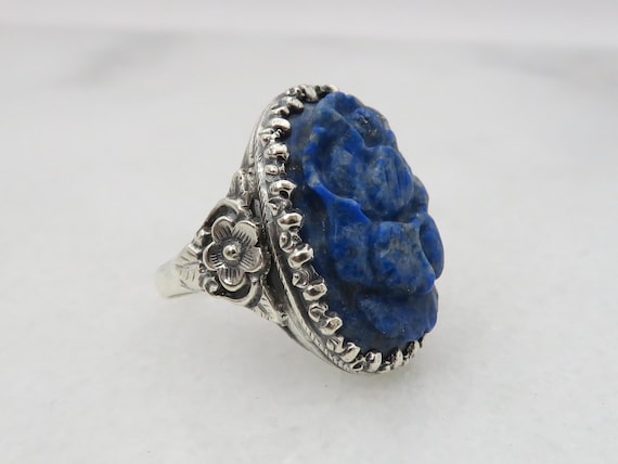 Sterling Silver Ornate 7-Stone Lapis Ring Sterling Silver Ornate 7-Stone Lapis Ring