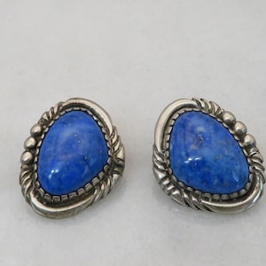 Vintage Navajo E. Jackson Lapis Earrings.