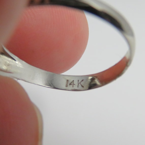 Art Deco 14k Filigree Sapphire Glass Ring Ring sz… - image 4