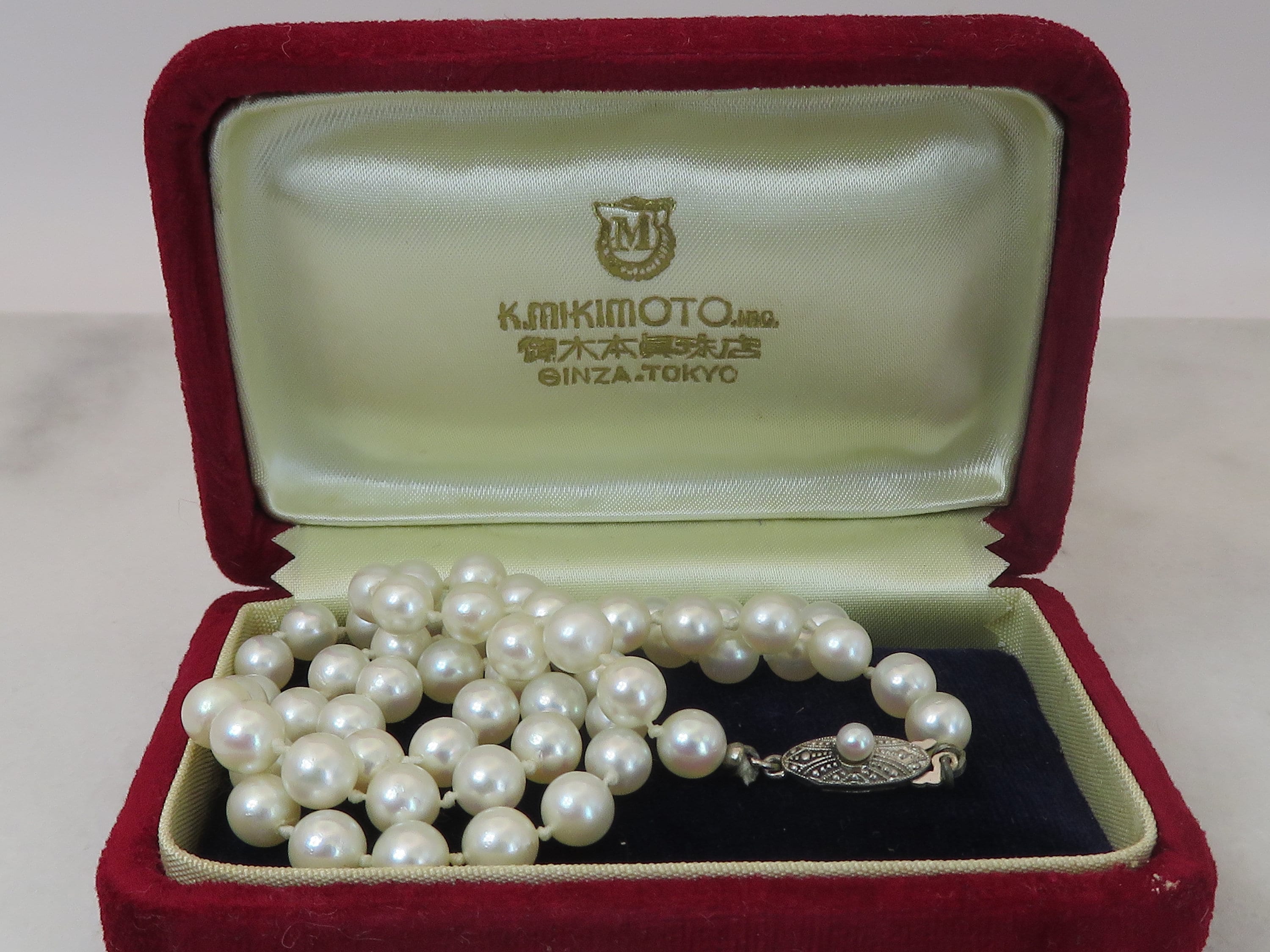 Vintage Mikimoto Pearl Strand Graduated 17.5 Inches Necklace