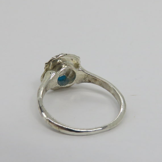 Vintage Sterling Silver Turquoise Diamond Lion Fa… - image 3